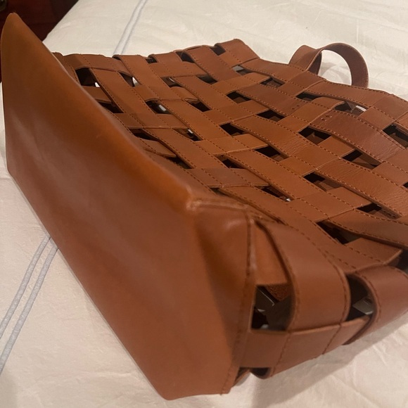 Madewell Brown Basketweave Leather Tote Bag - Picture 6 of 11